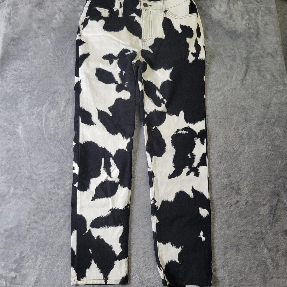 Chicos So Slimming Girlfriend Slim Leg Ankle Jeans Cow Print Black White 0 4R